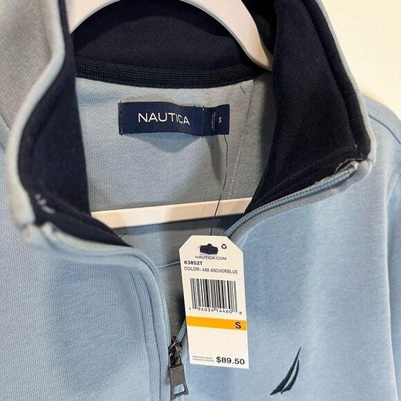NAUTICA Anchor Blue 1/4 Zip Pullover Size Small - Picture 2 of 4